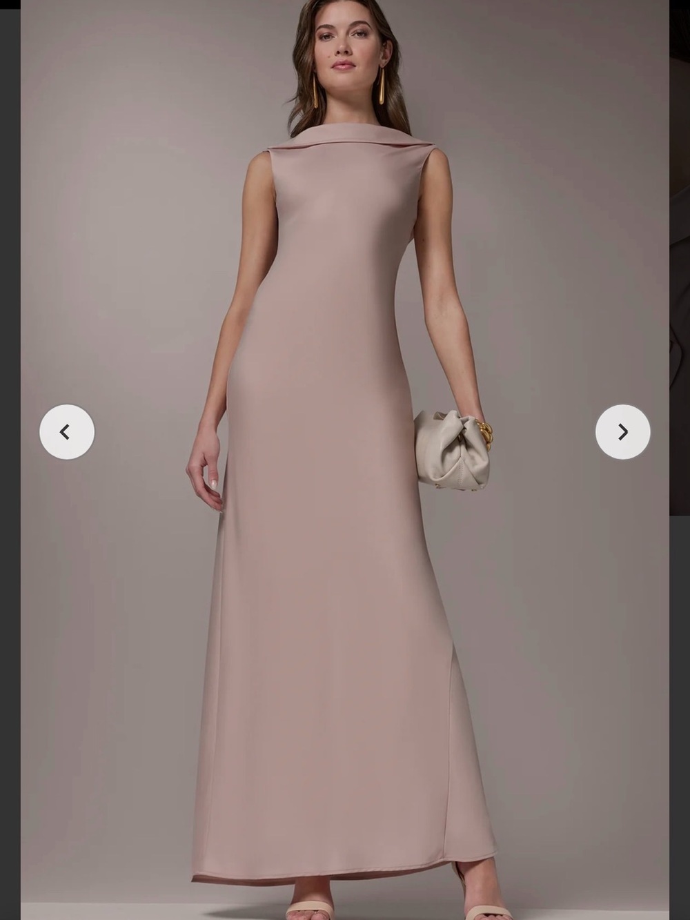 Donna Karan Sleeveless Boatneck Maxi Dress in Blush